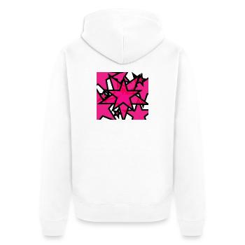 Kaleidoskopische Sternenexplosion Pink - Unisex Premium Bio Zip Hoodie - Weiß - Hinten - Thijin (182cm)