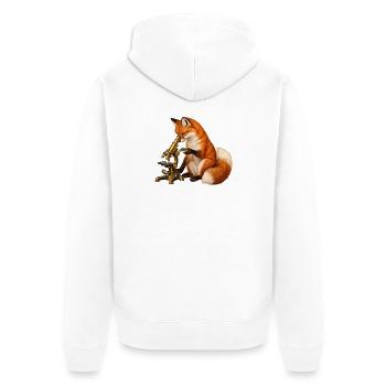 Fuchs mit Moos und Mikroskop - Unisex Premium Bio Zip Hoodie - Weiß - Hinten - Thijin (182cm)