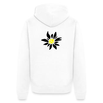 Edelweiss - Unisex Premium Bio Zip Hoodie - Weiß - Hinten - Thijin (182cm)