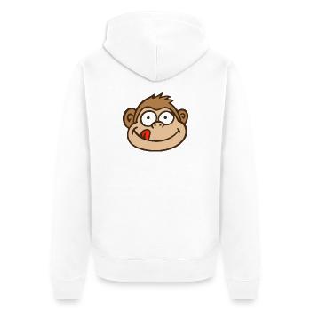 Affe - Unisex Premium Bio Zip Hoodie - Weiß - Hinten - Thijin (182cm)