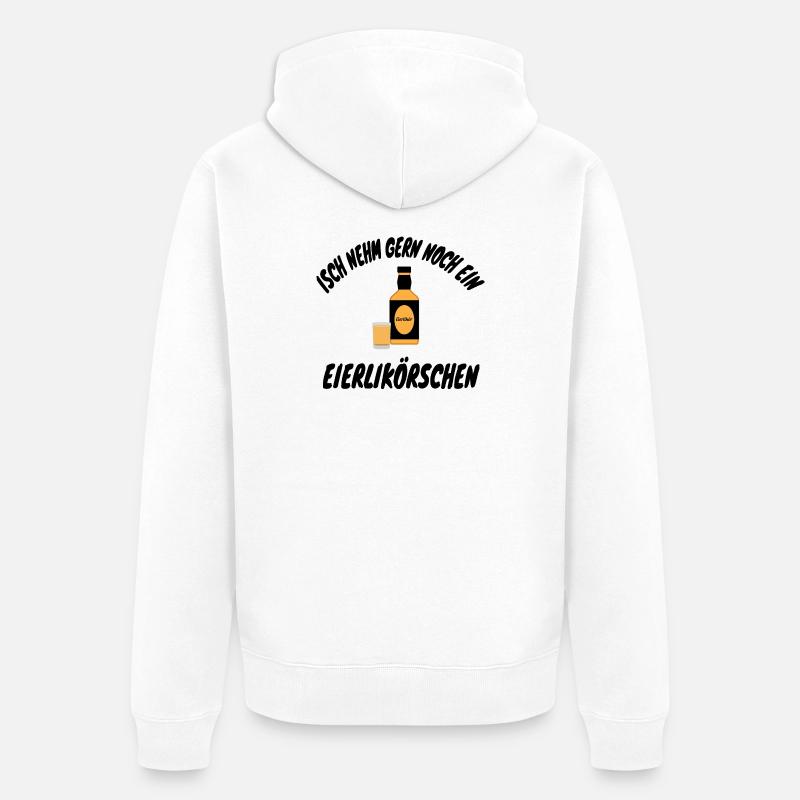 Isch nehm gern noch ein Eierlikörschen - Unisex Premium Bio Zip Hoodie - Weiß