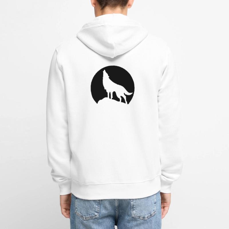 Wolf - Mond Unisex Premium Bio Zip Hoodie