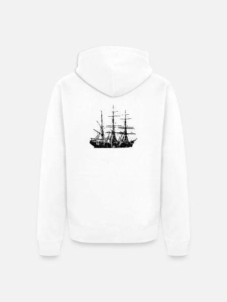 Segelschiff Segel Design (Vintage Schwarz) - Unisex Premium Bio Zip Hoodie - Weiß