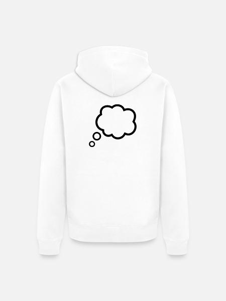 Thinking Bubble Comic Pensée Bulle Bulle Pensées - Veste à capuche bio Premium Unisexe - blanc