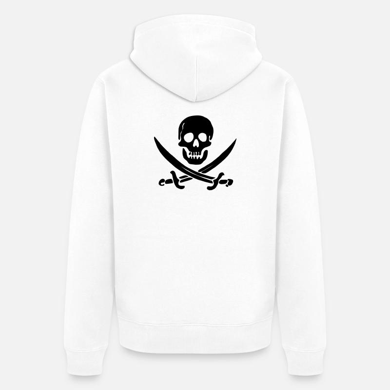 Crâne de crâne de drapeau pirate - Veste à capuche bio Premium Unisexe - blanc