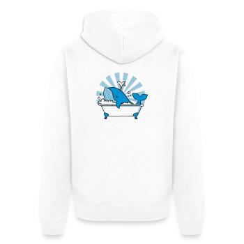Whale in the Bathtub – Funny Ocean Design - Unisex Premium Organic Zip Hoodie - white - Back - Thijin (182cm)
