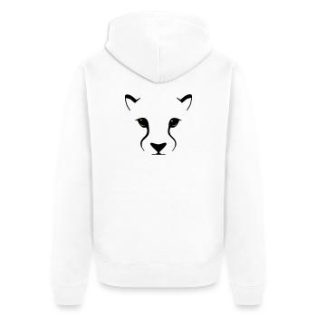 Big cat gaze – l’élégance avec le mordant - Veste à capuche bio Premium Unisexe - blanc - Dos - Thijin (182cm)