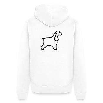 English Cocker Spaniel Outline - Unisex Premium Organic Zip Hoodie - white - Back - Thijin (182cm)