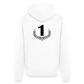Nummer 1 im Lorbeerkranz - Unisex Premium Bio Zip Hoodie - Weiß - Hinten - Thijin (182cm)