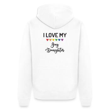 Ich liebe meine schwule Tochter - Unisex Premium Bio Zip Hoodie - Weiß - Hinten - Thijin (182cm)