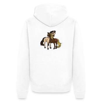 zwei Ponys– Ponyhof Abenteuer, Cartoon - Unisex Premium Bio Zip Hoodie - Weiß - Hinten - Thijin (182cm)