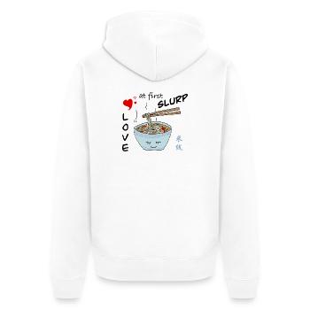 Nouilles de riz Saint-Valentin - Veste à capuche bio Premium Unisexe - blanc - Dos - Thijin (182cm)