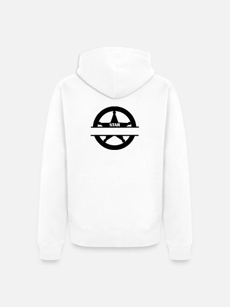 Marshal star in circle monogram - Unisex Premium Organic Zip Hoodie - white