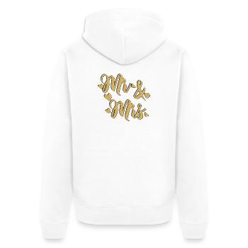 Herr und Frau Relief schwarzes Gold zum Anpassen - Unisex Premium Bio Zip Hoodie - Weiß - Hinten - Thijin (182cm)