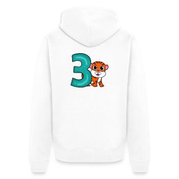 3 anniversaire 3 ans avec motif animal - trois - Veste à capuche bio Premium Unisexe - blanc - Dos - Thijin (182cm)