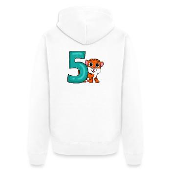 5 Birthday 5 years old with animal motif - five - Unisex Premium Organic Zip Hoodie - white - Back - Thijin (182cm)