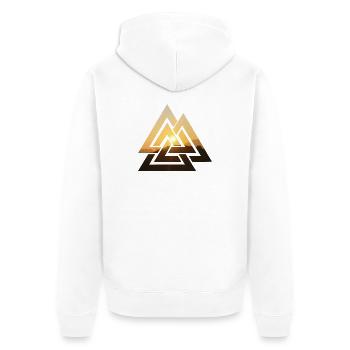 Valknut Wotansknoten Walhalla Sonne - Unisex Premium Bio Zip Hoodie - Weiß - Hinten - Thijin (182cm)