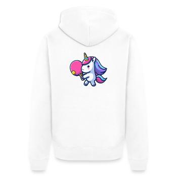 Licorne Licorne avec raquette de tennis de table pour - Veste à capuche bio Premium Unisexe - blanc - Dos - Thijin (182cm)