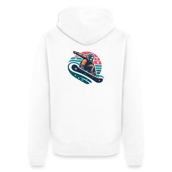 Dynamische Snowboarder-Bewegungsillustration - Unisex Premium Bio Zip Hoodie - Weiß - Hinten - Thijin (182cm)