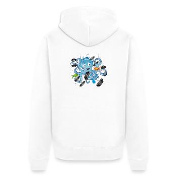 Bodybuilder octopus with dumbbells while exercising - Unisex Premium Organic Zip Hoodie - white - Back - Thijin (182cm)