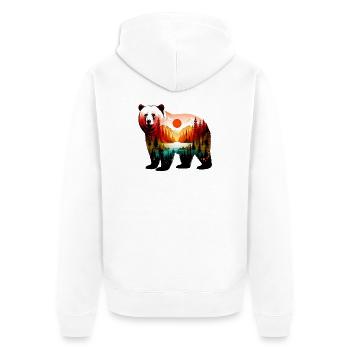 Geschmückter Bär mit Waldlandschaft bemalt - Unisex Premium Bio Zip Hoodie - Weiß - Hinten - Thijin (182cm)