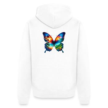 Schmetterling - Unisex Premium Bio Zip Hoodie - Weiß - Hinten - Thijin (182cm)