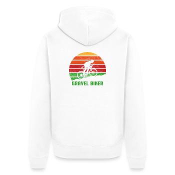 Gravel Bike Fahrrad - Unisex Premium Bio Zip Hoodie - Weiß - Hinten - Thijin (182cm)