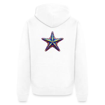 Seestern - Unisex Premium Bio Zip Hoodie - Weiß - Hinten - Thijin (182cm)