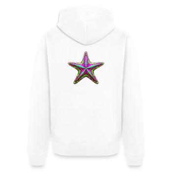 Seestern - Unisex Premium Bio Zip Hoodie - Weiß - Hinten - Thijin (182cm)