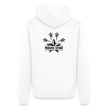 Moviestar-Banner - Unisex Premium Bio Zip Hoodie - Weiß - Hinten - Thijin (182cm)