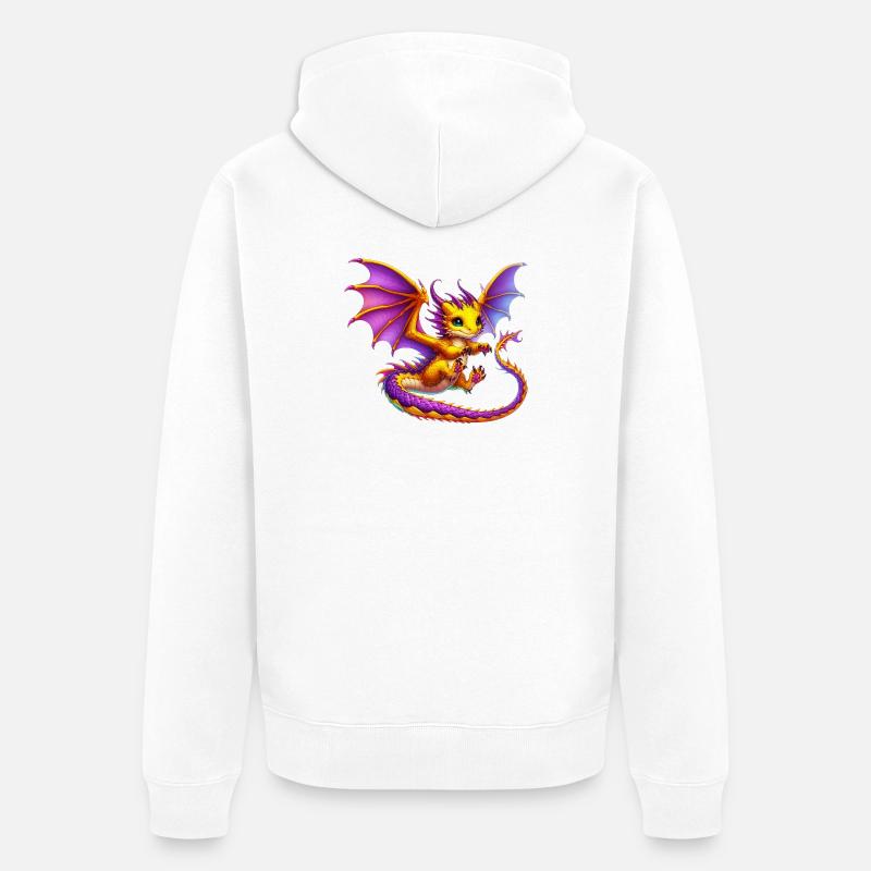Drache - Unisex Premium Bio Zip Hoodie - Weiß
