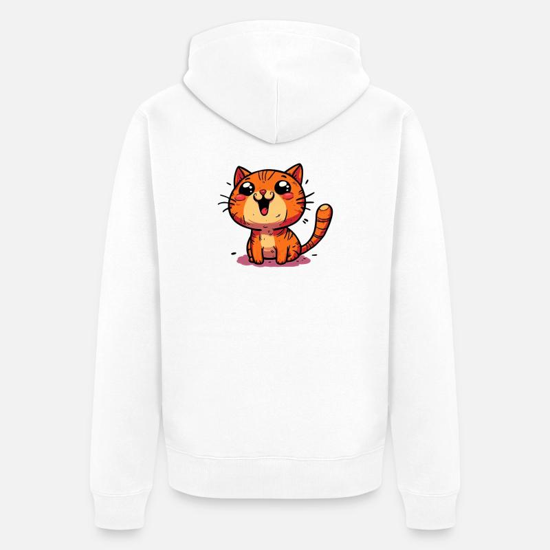 Katze - Unisex Premium Bio Zip Hoodie - Weiß