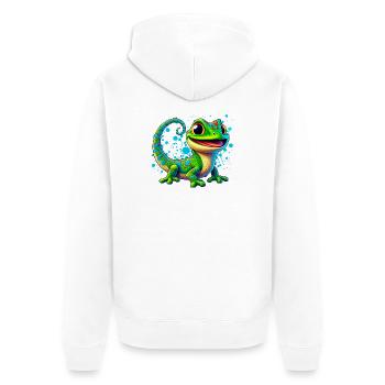 Gecko - Unisex Premium Bio Zip Hoodie - Weiß - Hinten - Thijin (182cm)