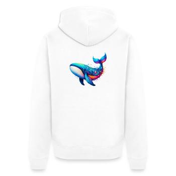 Wal - Unisex Premium Bio Zip Hoodie - Weiß - Hinten - Thijin (182cm)