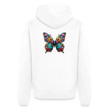 Butterfly - Unisex Premium Organic Zip Hoodie - white - Back - Thijin (182cm)