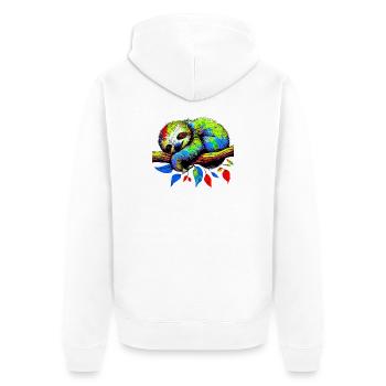 Faultier - Unisex Premium Bio Zip Hoodie - Weiß - Hinten - Thijin (182cm)