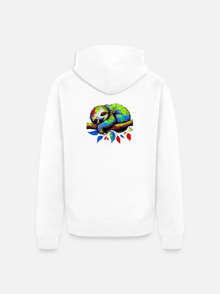 Sloth - Unisex Premium Organic Zip Hoodie - white