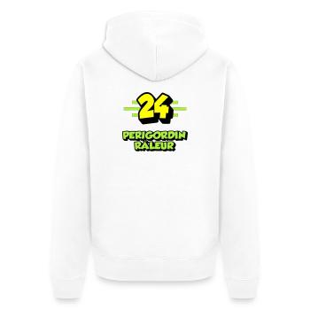 Klagendes Périgordin - Unisex Premium Bio Zip Hoodie - Weiß - Hinten - Thijin (182cm)