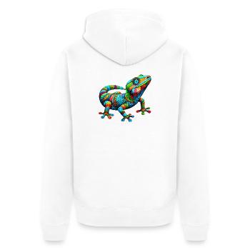 Gecko - Unisex Premium Organic Zip Hoodie - white - Back - Thijin (182cm)