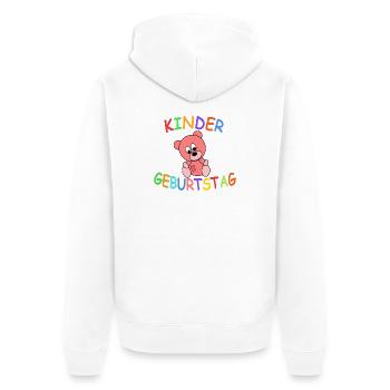 Kindergeburtstag mit Teddybär - Unisex Premium Bio Zip Hoodie - Weiß - Hinten - Thijin (182cm)