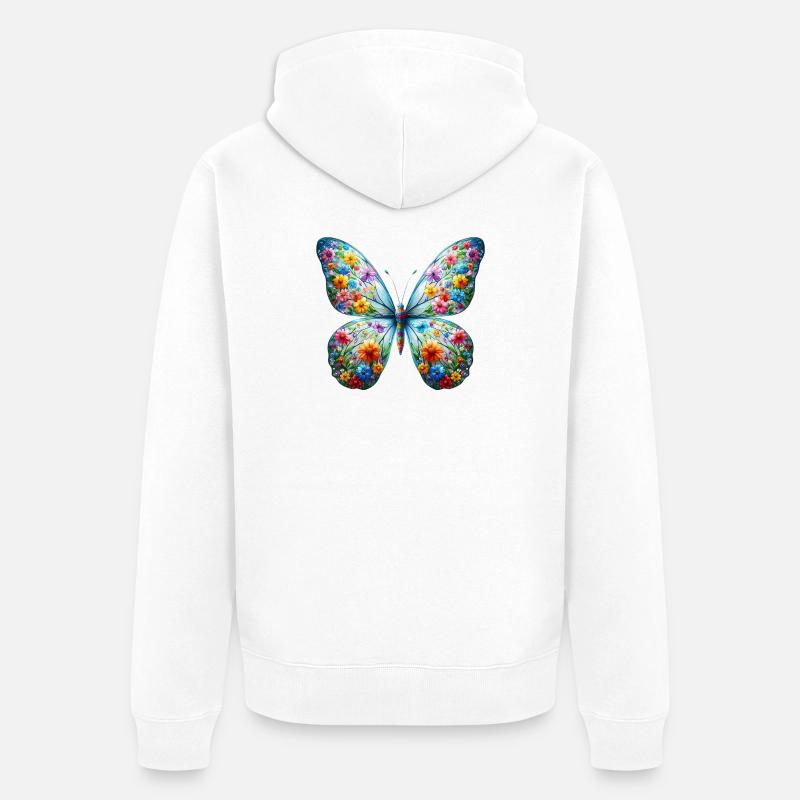 Papillon - Veste à capuche bio Premium Unisexe - blanc