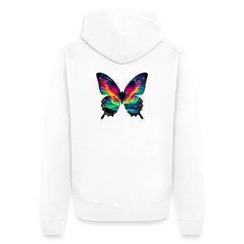 Schmetterling - Unisex Premium Bio Zip Hoodie - Weiß - Hinten - Thijin (182cm)