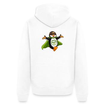 Pesto Pinguin fliegt in deinen Armen - Unisex Premium Bio Zip Hoodie - Weiß - Hinten - Thijin (182cm)