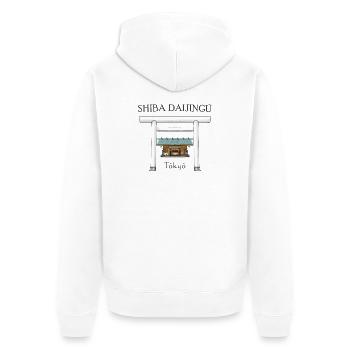 Tokyo, sanctuaire Shiba Daijingu, dessin Japon - Veste à capuche bio Premium Unisexe - blanc - Dos - Thijin (182cm)