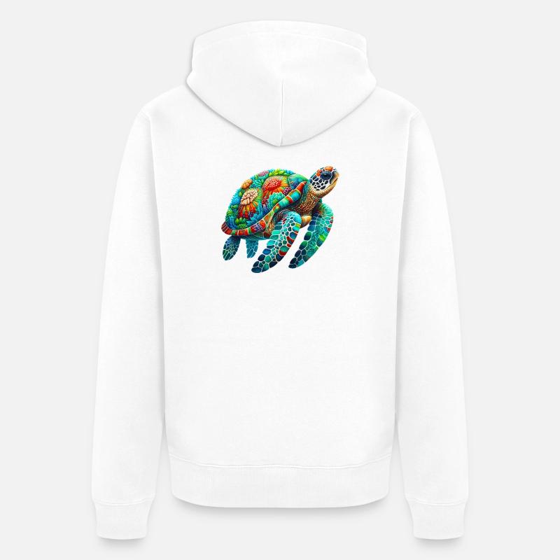 Schildkröte - Unisex Premium Bio Zip Hoodie - Weiß