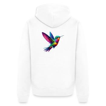 Kolibri - Unisex Premium Bio Zip Hoodie - Weiß - Hinten - Thijin (182cm)
