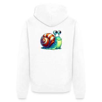 Schnecke - Unisex Premium Bio Zip Hoodie - Weiß - Hinten - Thijin (182cm)