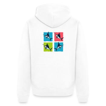 Schwertfisch - Unisex Premium Bio Zip Hoodie - Weiß - Hinten - Thijin (182cm)