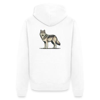 Wolf - Unisex Premium Organic Zip Hoodie - white - Back - Thijin (182cm)