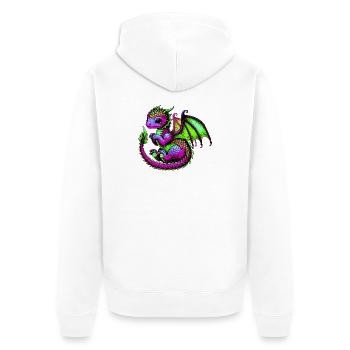 Dragon - Unisex Premium Organic Zip Hoodie - white - Back - Thijin (182cm)